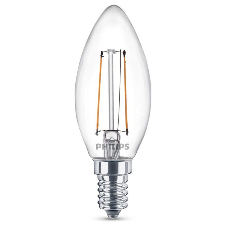 Philips LED Lampe ersetzt 25W, E14 Birne B35, klar, warmweiß, 250 Lumen, nicht dimmbar, 1er Pack