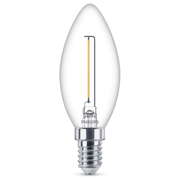 Philips LED Lampe ersetzt 15W, E14 Kerze B35, klar, warmweiß, 136 Lumen, nicht dimmbar, 1er Pack