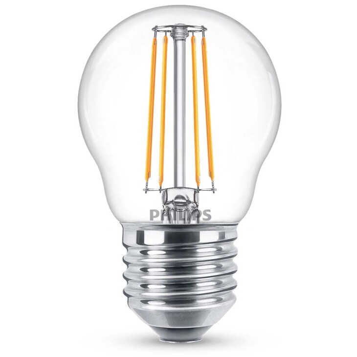 Philips LED Lampe ersetzt 40W, E27 Tropfenform P45, klar, warmweiß, 470 Lumen, nicht dimmbar, 1er Pack