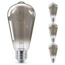 Philips LED Lampe ersetzt 11W, E27 Edisonform ST64, grau,...