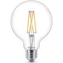 Philips LED WarmGlow Lampe ersetzt 60W, E27 Globe G93, klar, warmweiß, 806 Lumen, dimmbar