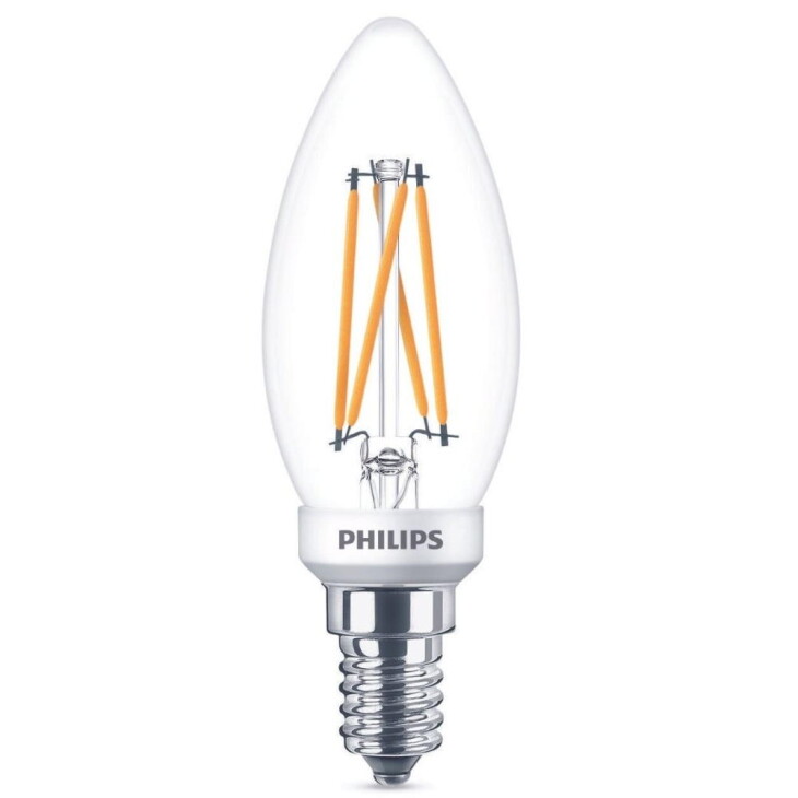 Philips LED Lampe ersetzt 25 W, E14 Kerzenform B35, klar, warmweiß, 270 Lumen, dimmbar, 1er Pack