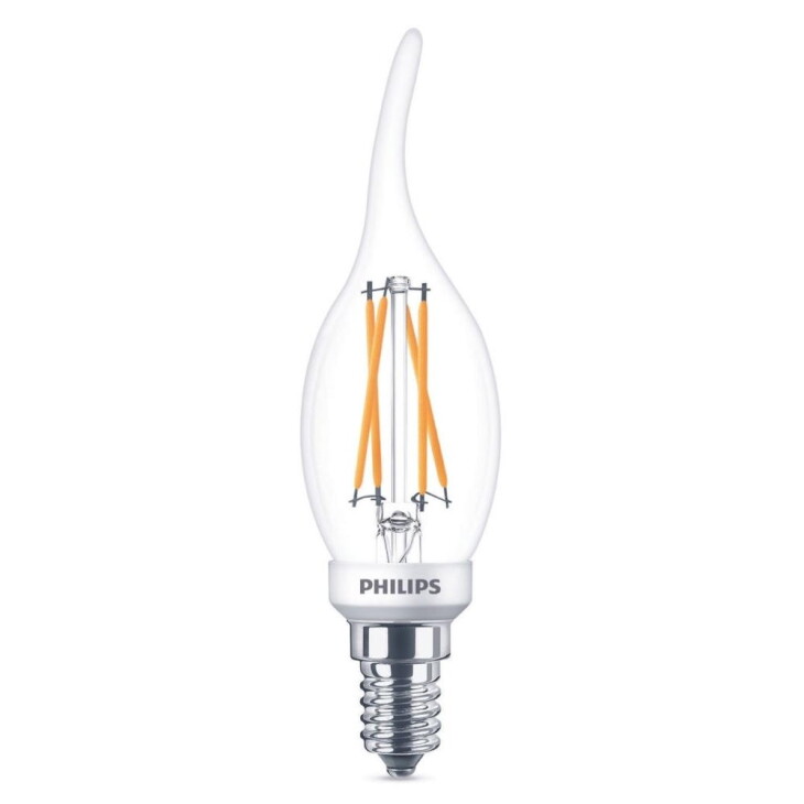 Philips LED Lampe ersetzt 40 W, E14 Kerzenform B35, klar, warmweiß, 475 Lumen, dimmbar, 1er Pack
