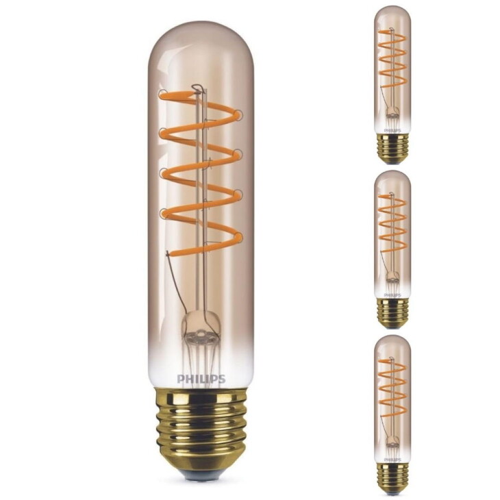 Philips LED Lampe ersetzt 25W, E27 Röhrenform T32, gold, warmweiß, 250 Lumen, dimmbar, 4er Pack
