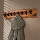 RINGO-Living Massivholz Garderobe Mata mit 8 Haken in Natur-hell und Schwarz-matt