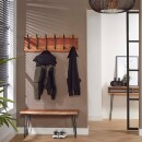 RINGO-Living Massivholz Garderobe Melika mit 12 Haken in Natur-hell und Schwarz-matt