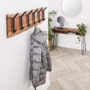 RINGO-Living Massivholz Garderobe Melika mit 12 Haken in Natur-hell und Schwarz-matt