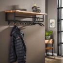RINGO-Living Massivholz Garderobe Koan mit 6 Haken in Natur-hell und Schwarz-matt