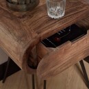 RINGO-Living Massivholz Nachttisch Sanoe mit Schubladen in Natur-dunkel und Schwarz-matt