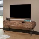 RINGO-Living Massivholz TV-Lowboard Sanoe mit 2 Schubladen in Natur-dunkel und Schwarz-matt