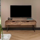 RINGO-Living Massivholz TV-Lowboard Sanoe mit 2 Schubladen in Natur-dunkel und Schwarz-matt