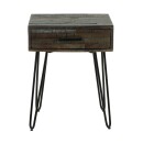 RINGO-Living Massivholz Nachttisch Dorisa mit Schublade in Natur-dunkel und Schwarz-matt [Gebraucht - Wie Neu]