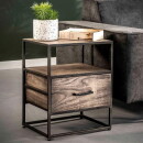 RINGO-Living Massivholz Nachttisch Luana mit Schublade in Natur-dunkel und Schwarz-matt [Gebraucht - Gut]