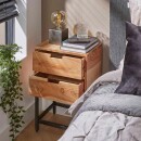 RINGO-Living Nachttisch Elfi mit 2 Schubladen in Natur-hell aus Akazienholz 600x400x300