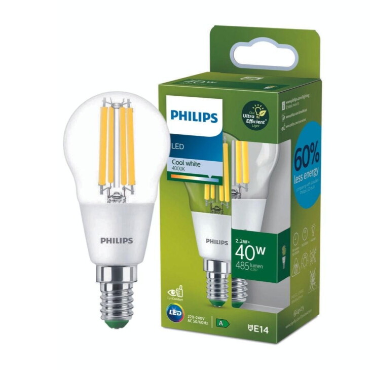 Philips LED Lampe E14 - Tropfen P45 2,3W 485lm 4000K ersetzt 40W Einerpack